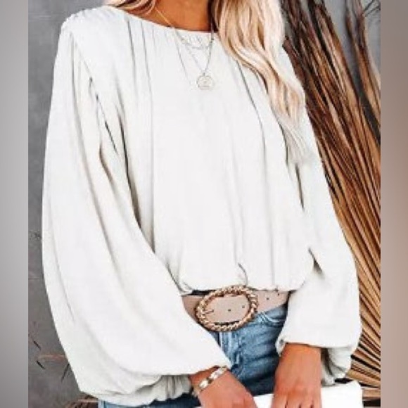 smoke Tops - White Long Sleeve Top